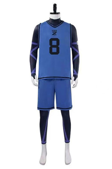 Blue Lock Costume Meguru Bachira Cosplay Number 8 Blue Uniform Outfits Halloween Carnival Suit